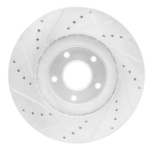 Nissan Maxima Brake Rotor (1) - Front Right - R1 Concepts - Drilled & Slotted - Silver - `03-`05